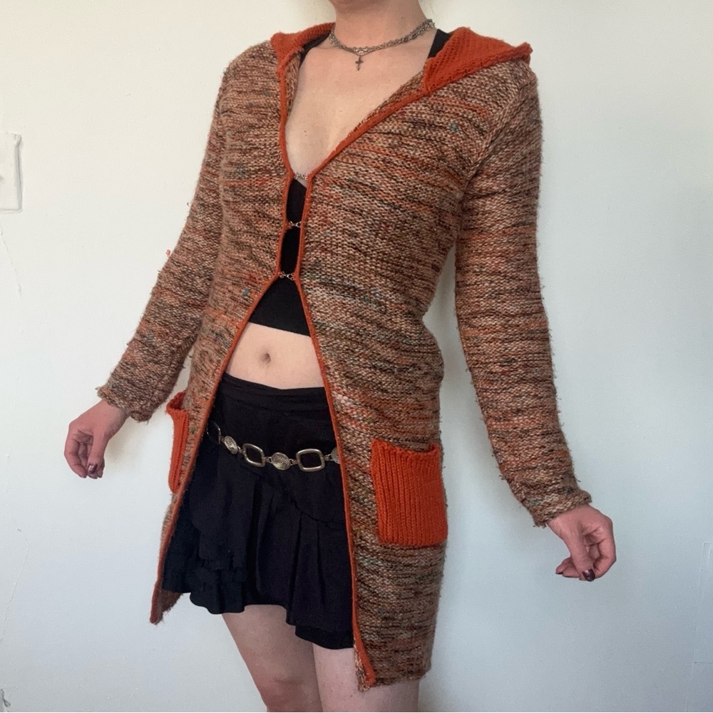 y2k Catch 22 Long Orange Knit Cardigan